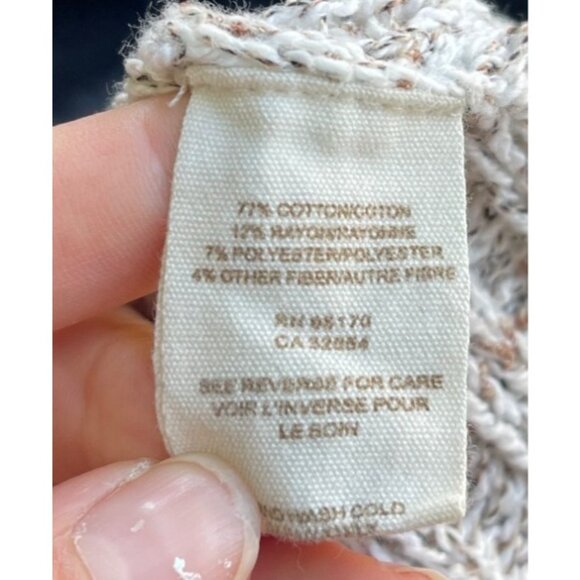 Free People Open Knit Crochet Hooded Henley Sweater Size S Oversized Preppy - Picture 5 of 6